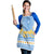 Argentina Christmas Apron with Blue-White Snowflake Pattern, Sun Emblem, and Gaucho Santa Riding Horse Motif - Wonder Print Shop