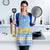 Argentina Christmas Apron with Blue-White Snowflake Pattern, Sun Emblem, and Gaucho Santa Riding Horse Motif - Wonder Print Shop