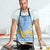 Argentina Christmas Apron with Blue-White Snowflake Pattern, Sun Emblem, and Gaucho Santa Riding Horse Motif - Wonder Print Shop