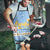 Argentina Christmas Apron with Blue-White Snowflake Pattern, Sun Emblem, and Gaucho Santa Riding Horse Motif - Wonder Print Shop