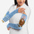Argentina Christmas Arm Sleeves with Blue-White Snowflake Pattern, Sun Emblem, and Gaucho Santa Riding Horse Motif - Wonder Print Shop