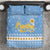 Argentina Christmas Bedding Set with Blue-White Snowflake Pattern, Sun Emblem, and Gaucho Santa Riding Horse Motif - Wonder Print Shop