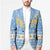 Argentina Christmas Blazer with Blue-White Snowflake Pattern, Sun Emblem, and Gaucho Santa Riding Horse Motif - Wonder Print Shop