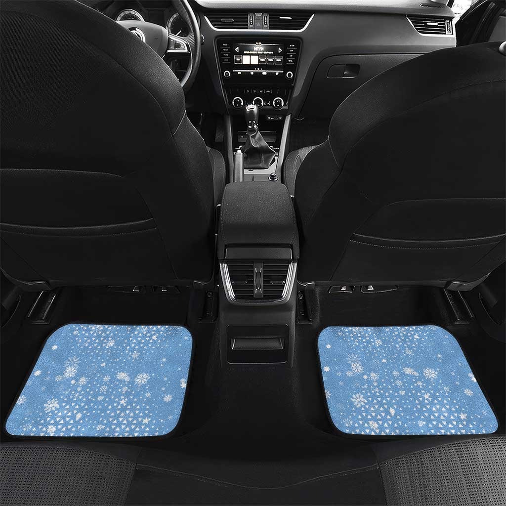 Argentina Christmas Car Mats with Blue-White Snowflake Pattern, Sun Emblem, and Gaucho Santa Riding Horse Motif - Wonder Print Shop