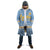 Argentina Christmas Cloak with Blue-White Snowflake Pattern, Sun Emblem, and Gaucho Santa Riding Horse Motif - Wonder Print Shop