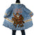 Argentina Christmas Cloak with Blue-White Snowflake Pattern, Sun Emblem, and Gaucho Santa Riding Horse Motif - Wonder Print Shop