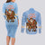 Argentina Christmas Couples Matching Long Sleeve Bodycon Dress and Long Sleeve Button Shirt with Blue-White Snowflake Pattern, Sun Emblem, and Gaucho Santa Riding Horse Motif - Wonder Print Shop
