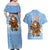 Argentina Christmas Couples Matching Off Shoulder Maxi Dress and Hawaiian Shirt with Blue-White Snowflake Pattern, Sun Emblem, and Gaucho Santa Riding Horse Motif - Wonder Print Shop