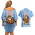 Argentina Christmas Couples Matching Off Shoulder Short Dress and Hawaiian Shirt with Blue-White Snowflake Pattern, Sun Emblem, and Gaucho Santa Riding Horse Motif - Wonder Print Shop