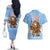 Argentina Christmas Couples Matching Off The Shoulder Long Sleeve Dress and Hawaiian Shirt with Blue-White Snowflake Pattern, Sun Emblem, and Gaucho Santa Riding Horse Motif - Wonder Print Shop