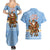 Argentina Christmas Couples Matching Summer Maxi Dress and Hawaiian Shirt with Blue-White Snowflake Pattern, Sun Emblem, and Gaucho Santa Riding Horse Motif - Wonder Print Shop