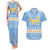Argentina Christmas Couples Matching Tank Maxi Dress and Hawaiian Shirt with Blue-White Snowflake Pattern, Sun Emblem, and Gaucho Santa Riding Horse Motif - Wonder Print Shop