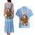 Argentina Christmas Couples Matching Tank Maxi Dress and Hawaiian Shirt with Blue-White Snowflake Pattern, Sun Emblem, and Gaucho Santa Riding Horse Motif - Wonder Print Shop