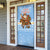 Argentina Christmas Door Cover with Blue-White Snowflake Pattern, Sun Emblem, and Gaucho Santa Riding Horse Motif - Wonder Print Shop