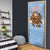 Argentina Christmas Door Cover with Blue-White Snowflake Pattern, Sun Emblem, and Gaucho Santa Riding Horse Motif - Wonder Print Shop