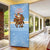 Argentina Christmas Door Cover with Blue-White Snowflake Pattern, Sun Emblem, and Gaucho Santa Riding Horse Motif - Wonder Print Shop