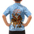Argentina Christmas Family Matching Long Sleeve Bodycon Dress and Hawaiian Shirt with Blue-White Snowflake Pattern, Sun Emblem, and Gaucho Santa Riding Horse Motif - Wonder Print Shop