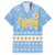 Argentina Christmas Family Matching Long Sleeve Bodycon Dress and Hawaiian Shirt with Blue-White Snowflake Pattern, Sun Emblem, and Gaucho Santa Riding Horse Motif - Wonder Print Shop