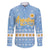 Argentina Christmas Family Matching Long Sleeve Bodycon Dress and Hawaiian Shirt with Blue-White Snowflake Pattern, Sun Emblem, and Gaucho Santa Riding Horse Motif - Wonder Print Shop
