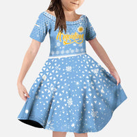 Argentina Christmas Family Matching Mermaid Dress and Hawaiian Shirt with Blue-White Snowflake Pattern, Sun Emblem, and Gaucho Santa Riding Horse Motif - Wonder Print Shop