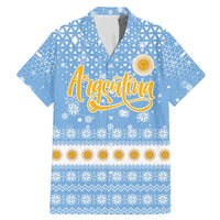 Argentina Christmas Family Matching Mermaid Dress and Hawaiian Shirt with Blue-White Snowflake Pattern, Sun Emblem, and Gaucho Santa Riding Horse Motif - Wonder Print Shop