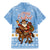 Argentina Christmas Family Matching Mermaid Dress and Hawaiian Shirt with Blue-White Snowflake Pattern, Sun Emblem, and Gaucho Santa Riding Horse Motif - Wonder Print Shop