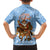 Argentina Christmas Family Matching Off The Shoulder Long Sleeve Dress and Hawaiian Shirt with Blue-White Snowflake Pattern, Sun Emblem, and Gaucho Santa Riding Horse Motif - Wonder Print Shop