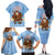 Argentina Christmas Family Matching Off The Shoulder Long Sleeve Dress and Hawaiian Shirt with Blue-White Snowflake Pattern, Sun Emblem, and Gaucho Santa Riding Horse Motif - Wonder Print Shop