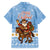 Argentina Christmas Family Matching Off The Shoulder Long Sleeve Dress and Hawaiian Shirt with Blue-White Snowflake Pattern, Sun Emblem, and Gaucho Santa Riding Horse Motif - Wonder Print Shop