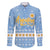 Argentina Christmas Family Matching Off The Shoulder Long Sleeve Dress and Hawaiian Shirt with Blue-White Snowflake Pattern, Sun Emblem, and Gaucho Santa Riding Horse Motif - Wonder Print Shop