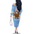 Argentina Christmas Family Matching Off The Shoulder Long Sleeve Dress and Hawaiian Shirt with Blue-White Snowflake Pattern, Sun Emblem, and Gaucho Santa Riding Horse Motif - Wonder Print Shop