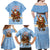 Argentina Christmas Family Matching Off Shoulder Maxi Dress and Hawaiian Shirt with Blue-White Snowflake Pattern, Sun Emblem, and Gaucho Santa Riding Horse Motif - Wonder Print Shop