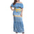 Argentina Christmas Family Matching Off Shoulder Maxi Dress and Hawaiian Shirt with Blue-White Snowflake Pattern, Sun Emblem, and Gaucho Santa Riding Horse Motif - Wonder Print Shop