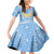 Argentina Christmas Family Matching Off Shoulder Short Dress and Hawaiian Shirt with Blue-White Snowflake Pattern, Sun Emblem, and Gaucho Santa Riding Horse Motif - Wonder Print Shop