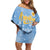 Argentina Christmas Family Matching Off Shoulder Short Dress and Hawaiian Shirt with Blue-White Snowflake Pattern, Sun Emblem, and Gaucho Santa Riding Horse Motif - Wonder Print Shop