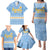 Argentina Christmas Family Matching Puletasi and Hawaiian Shirt with Blue-White Snowflake Pattern, Sun Emblem, and Gaucho Santa Riding Horse Motif - Wonder Print Shop