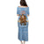 Argentina Christmas Family Matching Puletasi and Hawaiian Shirt with Blue-White Snowflake Pattern, Sun Emblem, and Gaucho Santa Riding Horse Motif - Wonder Print Shop