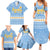 Argentina Christmas Family Matching Summer Maxi Dress and Hawaiian Shirt with Blue-White Snowflake Pattern, Sun Emblem, and Gaucho Santa Riding Horse Motif - Wonder Print Shop