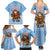 Argentina Christmas Family Matching Summer Maxi Dress and Hawaiian Shirt with Blue-White Snowflake Pattern, Sun Emblem, and Gaucho Santa Riding Horse Motif - Wonder Print Shop