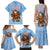 Argentina Christmas Family Matching Tank Maxi Dress and Hawaiian Shirt with Blue-White Snowflake Pattern, Sun Emblem, and Gaucho Santa Riding Horse Motif - Wonder Print Shop