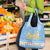 Argentina Christmas Grocery Bag with Blue-White Snowflake Pattern, Sun Emblem, and Gaucho Santa Riding Horse Motif - Wonder Print Shop