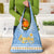Argentina Christmas Grocery Bag with Blue-White Snowflake Pattern, Sun Emblem, and Gaucho Santa Riding Horse Motif - Wonder Print Shop