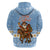 Argentina Christmas Hoodie with Blue-White Snowflake Pattern, Sun Emblem, and Gaucho Santa Riding Horse Motif - Wonder Print Shop