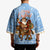 Argentina Christmas Kimono with Blue-White Snowflake Pattern, Sun Emblem, and Gaucho Santa Riding Horse Motif - Wonder Print Shop
