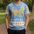 Argentina Christmas Knitted V-Neck Vest with Blue-White Snowflake Pattern, Sun Emblem, and Gaucho Santa Riding Horse Motif - Wonder Print Shop