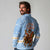 Argentina Christmas Long Sleeve Polo Shirt with Blue-White Snowflake Pattern, Sun Emblem, and Gaucho Santa Riding Horse Motif - Wonder Print Shop