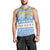Argentina Christmas Men Tank Top with Blue-White Snowflake Pattern, Sun Emblem, and Gaucho Santa Riding Horse Motif - Wonder Print Shop