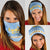 Argentina Christmas Neck Gaiter with Blue-White Snowflake Pattern, Sun Emblem, and Gaucho Santa Riding Horse Motif - Wonder Print Shop