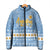 Argentina Christmas Padded Jacket with Blue-White Snowflake Pattern, Sun Emblem, and Gaucho Santa Riding Horse Motif - Wonder Print Shop