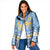 Argentina Christmas Padded Jacket with Blue-White Snowflake Pattern, Sun Emblem, and Gaucho Santa Riding Horse Motif - Wonder Print Shop